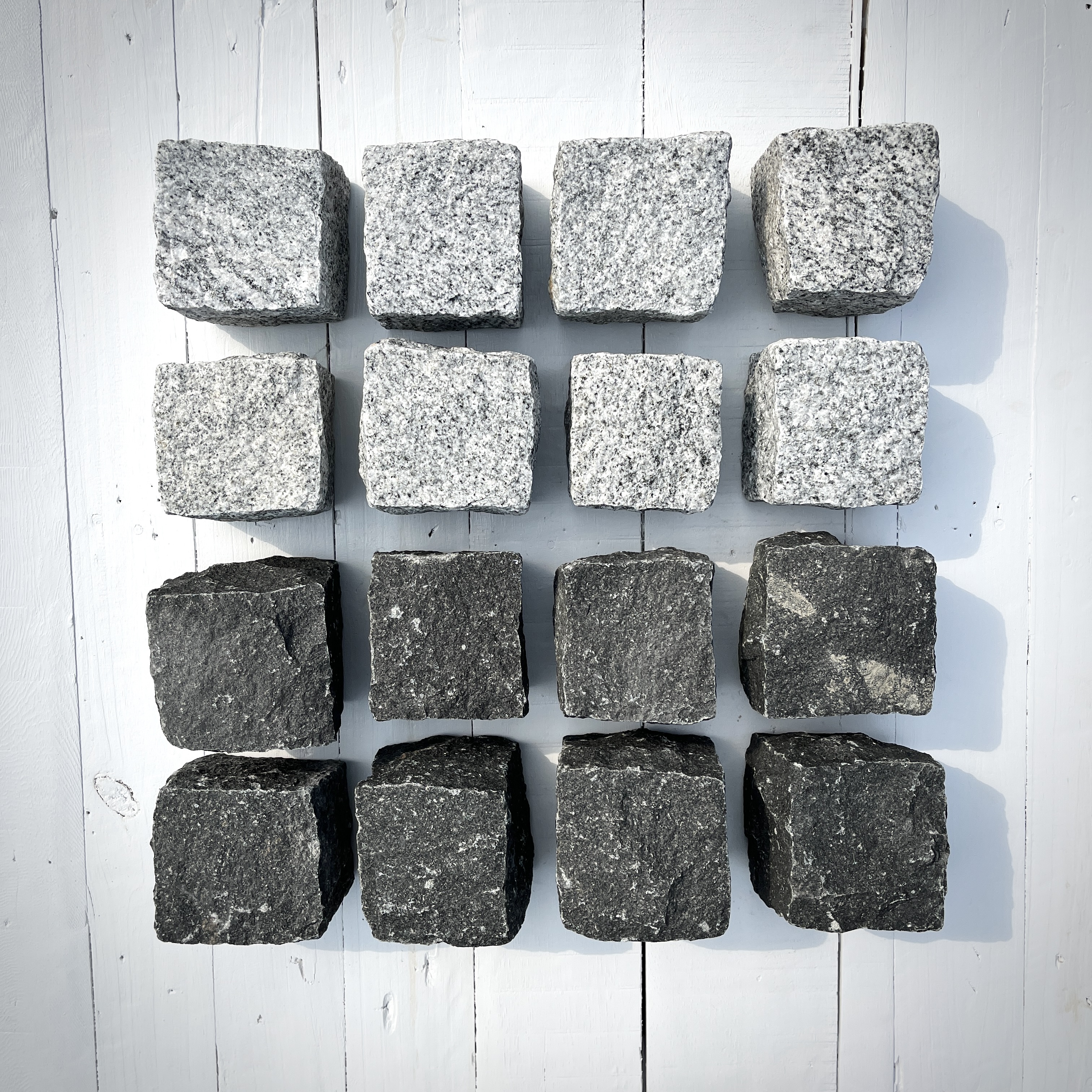 New Granite Cube Belgian Block 4" x 4" x 4" – Grey, Black