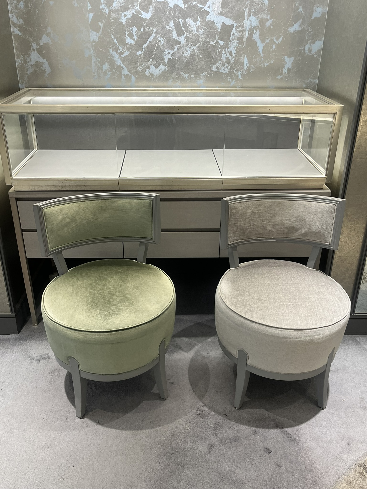 Velvet Circular Chairs from Jewelry Store