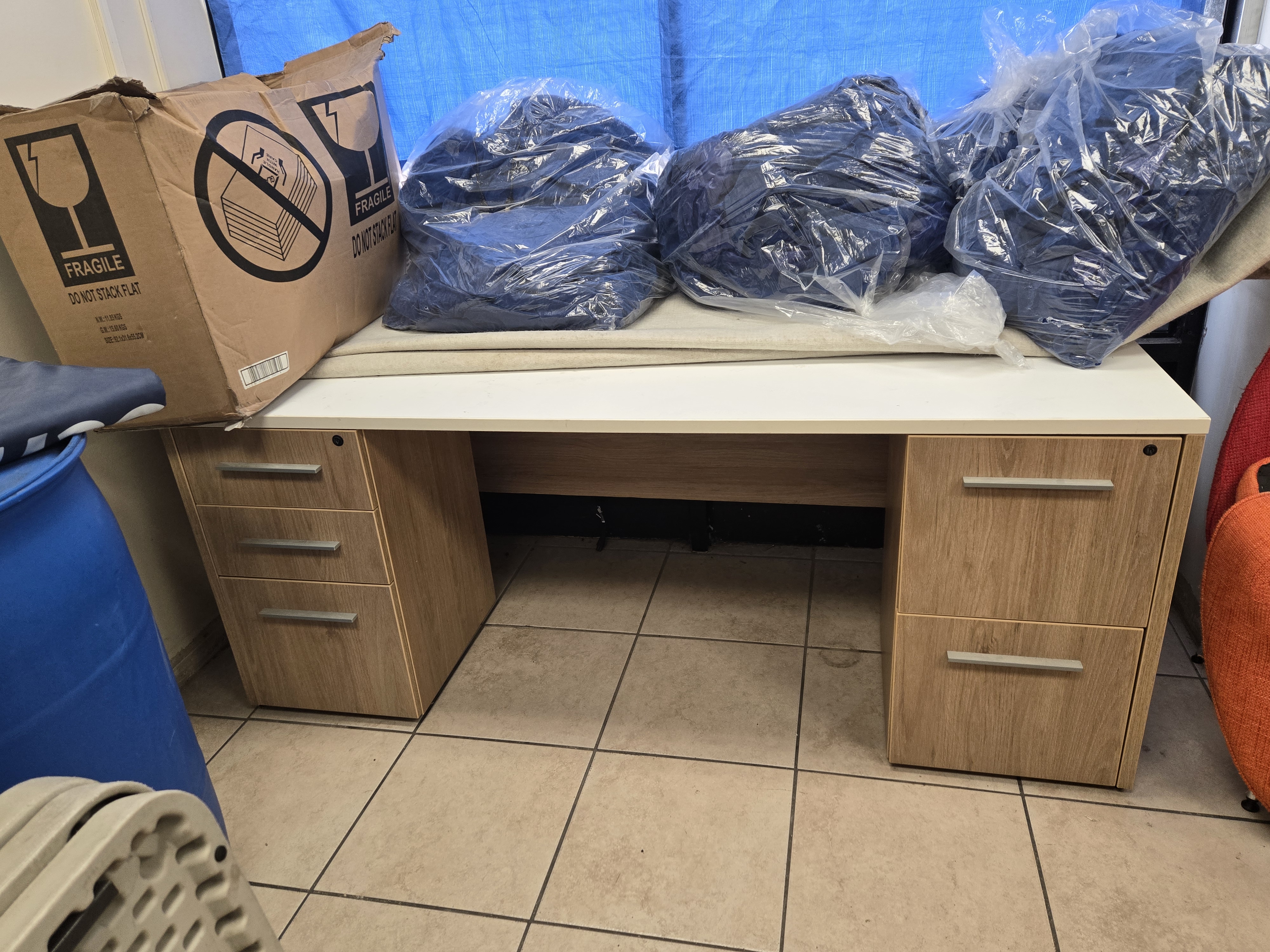 Wooden desk with drawers