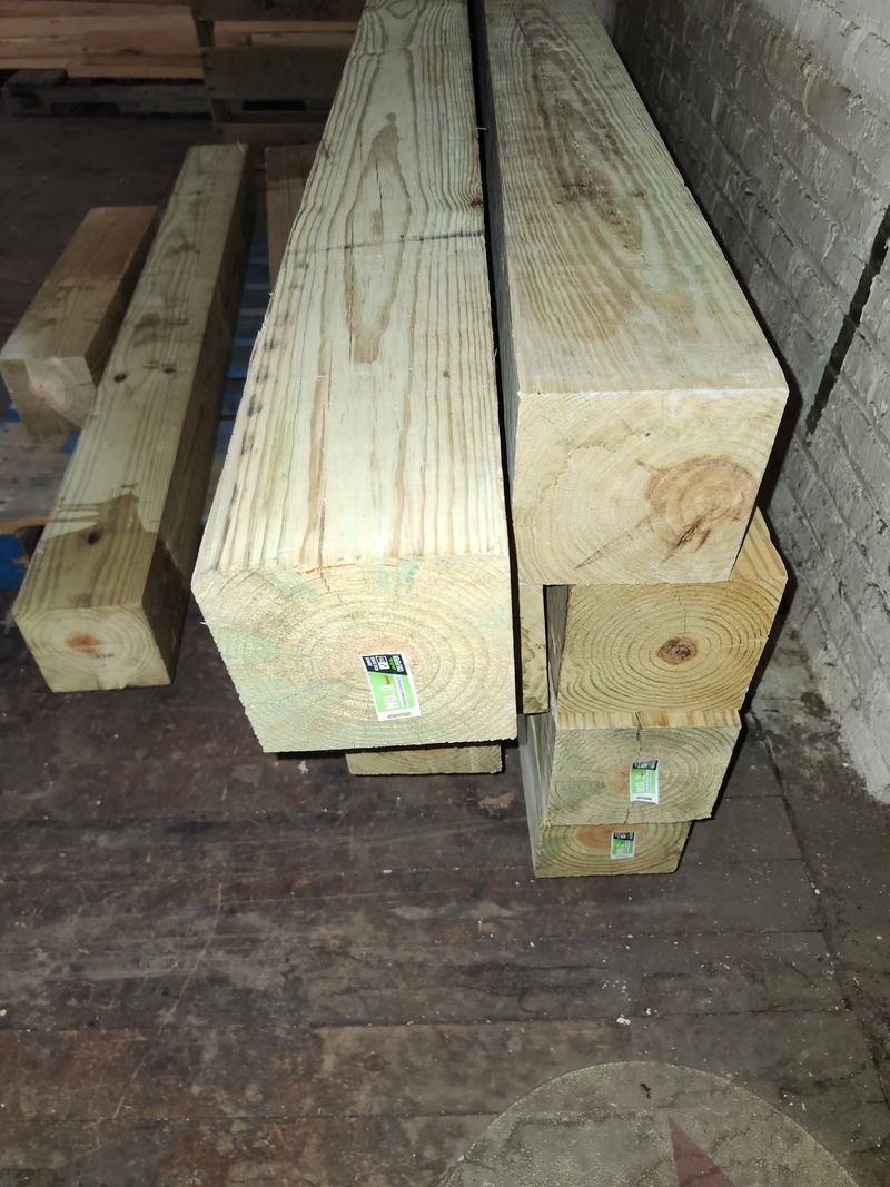 "6x6" Surplus Pressure-treated Wood support beams