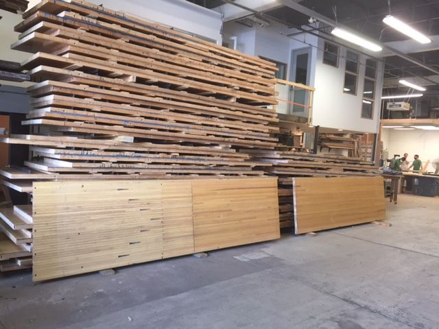 Salvaged Bowling Lanes: Southern Yellow Pine + Hard Maple Mix
