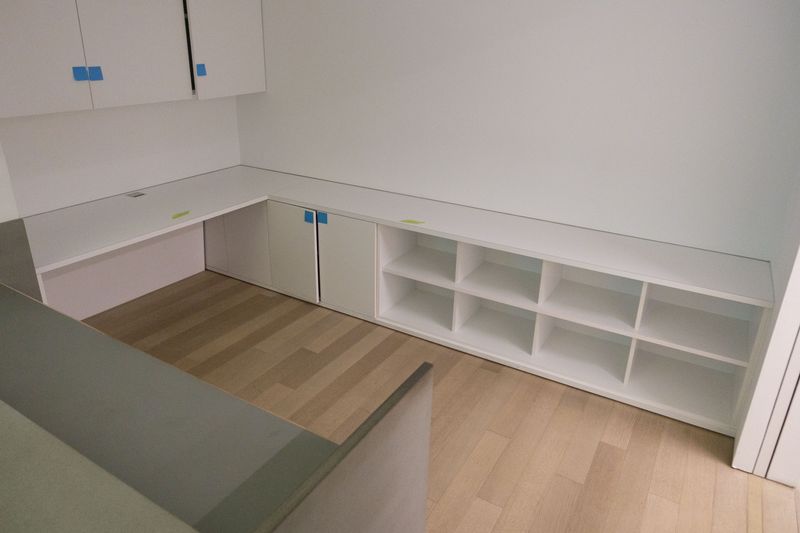 White L-Shaped Desk with Cabinets