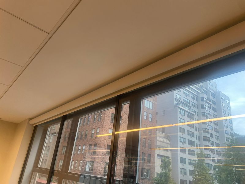 White window shades, 144''W